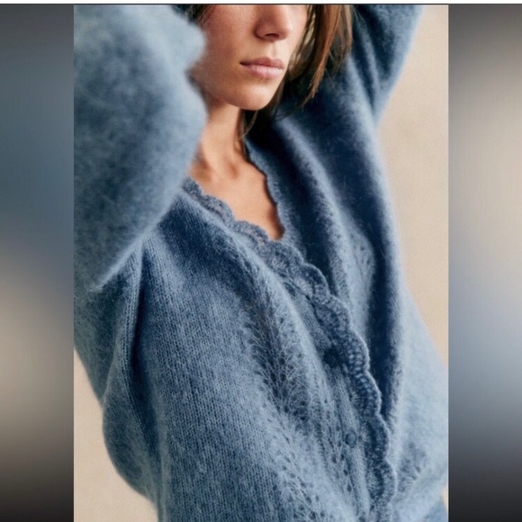 Sezane Soft Blue Knit Cardigan - Picture 3 of 11